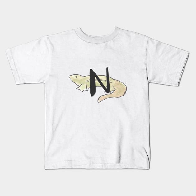 N is for Newt Kids T-Shirt by littlebigbit